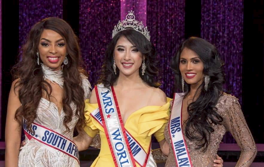 Kokilam Kathirvailu, 34, (R) was adjudged second runner-up in the Mrs World 2019 contest held on May 4, 2019 at the West Gate Resort in Las Vegas.