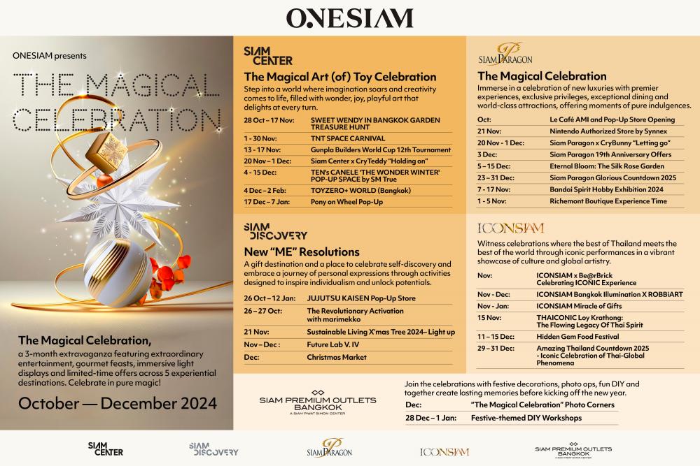 ONESIAM Unveils The Magical Celebration: A 3-Month Festivity of Entertainment, Gourmet Delights, Immersive Light Displays, and Limited-time Offers Across 5 Experiential Destinations
