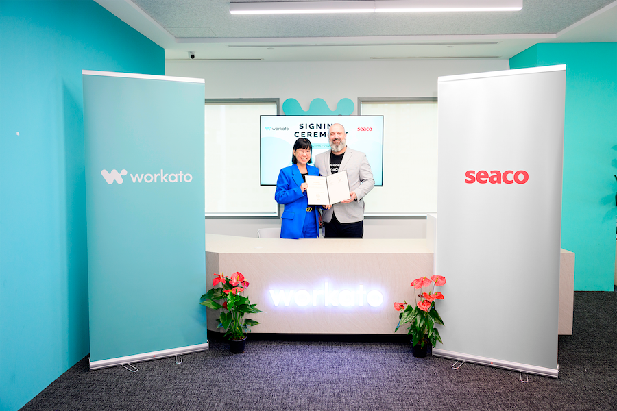 June Lee (left), SVP and GM Asia Pacific at Workato and Damian Leach (right), Chief Information Officer at Seaco, signed a partnership agreement to drive digital transformation and agility across Seaco’s business.