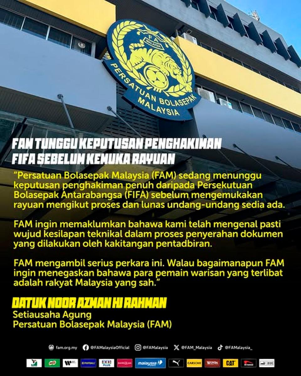 Gambar Kredit: Football Association of Malaysia / Facebook