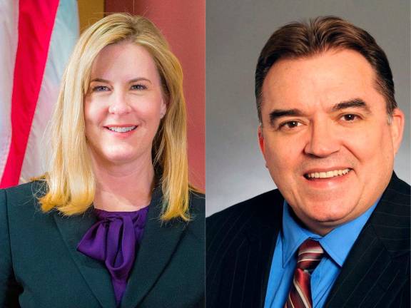 This combination of pictures created on June 14, 2025 shows the official handout picture dated January 8, 2019 of Minnesota State Representative Melissa Hortman and an official handout picture dated November 11, 2020 of Minnesota State Senator John Hoffman a Democrat from Champlin. - AFPpix