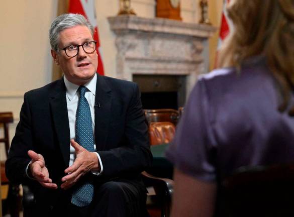 Britain’s Prime Minister Keir Starmer takes part in an interview for ‘Sunday with Laura Kuenssberg’ in the cabinet room at 10 Downing Street, in London, Britain September 7, 2024. Jeff Overs/BBC/Handout via REUTERS