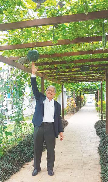 UPM Faculty of Agriculture dean Prof Dr Abdul Shukor Juraimi poses with produce from an urban farm.