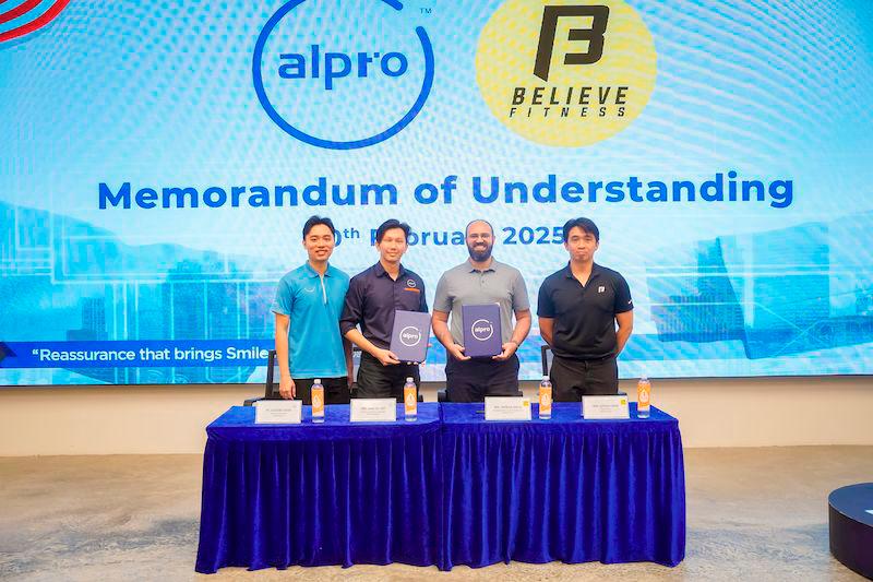 From left: Eugene Siow (Chief Physiotherapist of Alpro Physio), Gan Chi Tat (Business Development Manager of Alpro Silvercare), Patrick Davis (Managing Director and Franchise Lead at Believe Fitness), Lucius Choo (Head of Sales at Believe Fitness)