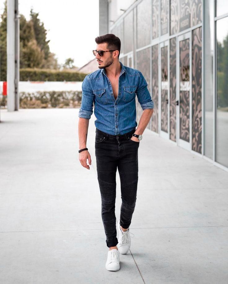 Casual shirt with a dark washed jeans is a great smart casual combo. – PINTEREST $!Casual shirt with a dark washed jeans is a great smart casual combo. – PINTEREST