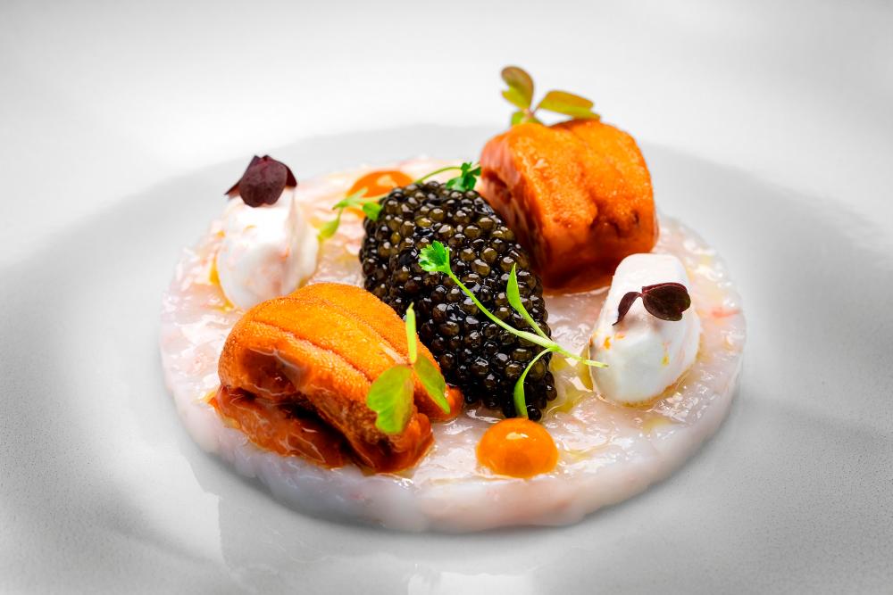 $!Chef Marino will also present his Marinated Langoustine with sea urchin, Oscietra caviar, and Orange Chantilly, which he describes as a “must-try” at 8½ Otto e Mezzo BOMBANA.