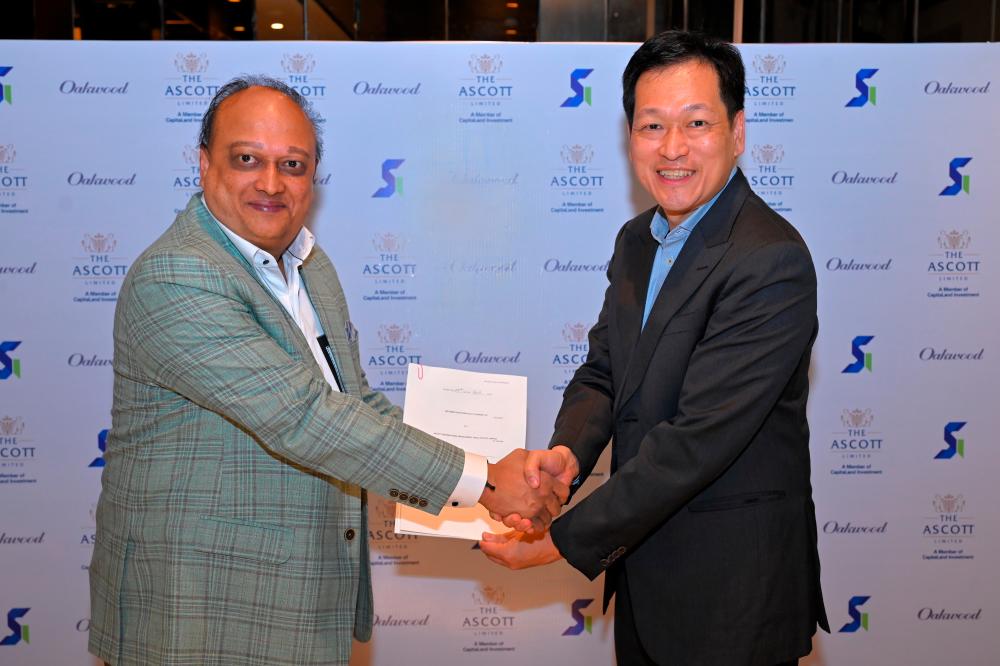 During the Hotel Investment Conference – South Asia (HICSA) 2025, Ascott signed its third management agreement in India this year for the 150-key Oakwood Sensation Dona Paula Goa. Set in the picturesque Dona Paula, a popular tourist destination known for its scenic beauty and iconic jetty overlooking the Arabian Sea, the property will cater to bleisure travellers from 2028. Pictured: Mr Kevin Goh, CEO of The Ascott Limited (right), with Mr Bhavishya Gupta, Chairman of Sensation Infracon Pvt. Ltd. $!During the Hotel Investment Conference – South Asia (HICSA) 2025, Ascott signed its third management agreement in India this year for the 150-key Oakwood Sensation Dona Paula Goa. Set in the picturesque Dona Paula, a popular tourist destination known for its scenic beauty and iconic jetty overlooking the Arabian Sea, the property will cater to bleisure travellers from 2028. Pictured: Mr Kevin Goh, CEO of The Ascott Limited (right), with Mr Bhavishya Gupta, Chairman of Sensation Infracon Pvt. Ltd.