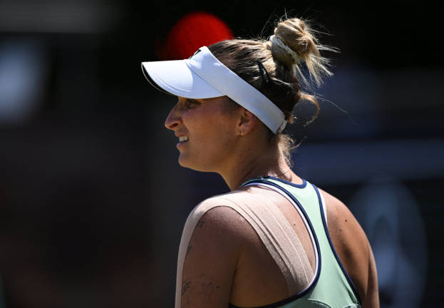 Czech Republic’s Marketa Vondrousova reacts during her semi final match against Belarus’ Aryna Sabalenka at Steffi Graf Stadium, Berlin, Germany - June 21, 2025. - REUTERS