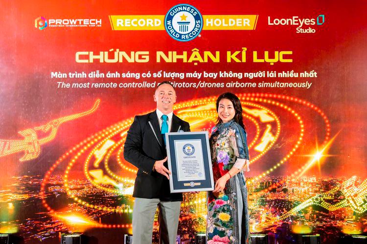 $!The performance was certified by Guinness World Records as the “largest drone light show by number of drones flying simultaneously.”