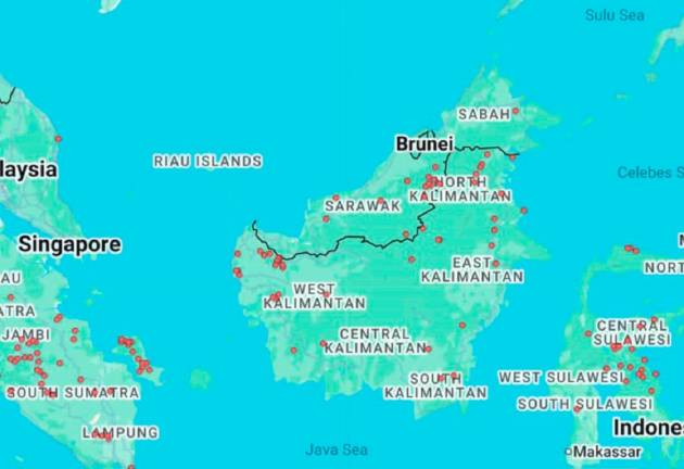 Red alert in Sarawak as the number of wildfire hotspots in the state and across the border surges as seen in this latest satellite image from the Asean Specialised Meteorological Centre.