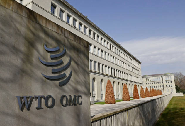 A logo is pictured on the World Trade Organization headquarters (WTO) in Geneva, Switzerland, March 4, 2021. - REUTERS