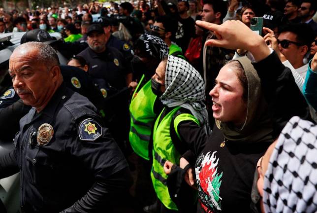 Pro-Palestinian protests on April 24 at USC campus. - AFPPIX