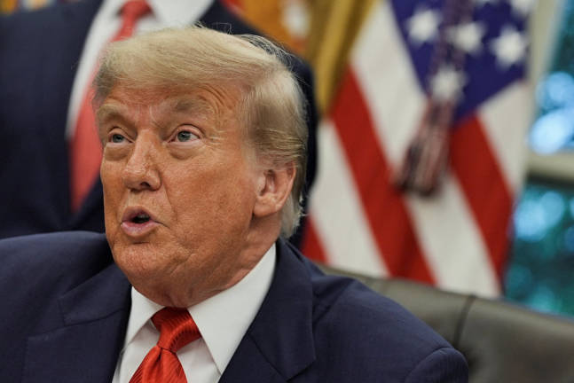 U.S. President Donald Trump speaks during a meeting with Democratic Republic of the Congo’s Foreign Minister Therese Kayikwamba Wagner (not pictured) and Rwanda’s Foreign Minister Olivier Nduhungirehe (not pictured) in the Oval Office at the White House in Washington D.C., June 27, 2025. - REUTERS