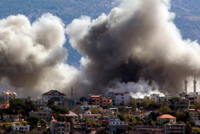 Smoke rises from the site of an Israeli airstrike that targeted the southern Lebanese village of Khiam on October 24, 2024, amid the ongoing war between Israel and Hezbollah. - AFPpix