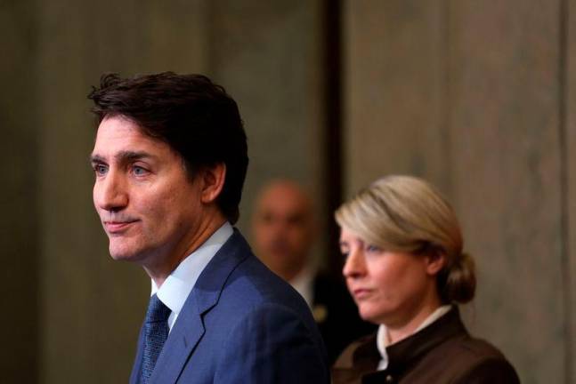 Canada’s Prime Minister Justin Trudeau speaks during a news conference about the US tariffs against Canada on Parliament Hill in Ottawa. AFP pix