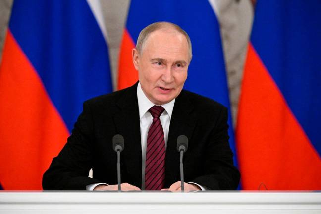 Russian President Vladimir Putin gives a statement to the media at the Kremlin in Moscow, Russia May 11, 2025. Sergey Bobylev/Host agency RIA Novosti/Handout