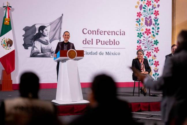 Mexico’s President Claudia Sheinbaum speaks during a press conference where she said she will wait with a cool head for a decision from the U.S. ahead of a deadline set by U.S. President Donald Trump to impose 25% tariffs on Canadian and Mexican imports, at the National Palace in Mexico City, Mexico January 31, 2025. - Mexico Presidency/Handout via REUTERS