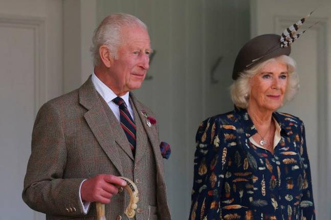 Britain’s King Charles and Queen Camilla attend the Braemar Royal Highland Gathering at Princess Royal and Duke of Fife Memorial Park, in Braemar, Scotland, Britain September 7, 2024. - REUTERS/Russell Cheyne