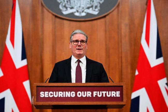 British Prime Minister Keir Starmer speaks at a press conference following a virtual summit video conference at 10 Downing Street on March 15, 2025 in London,REUTERSpix