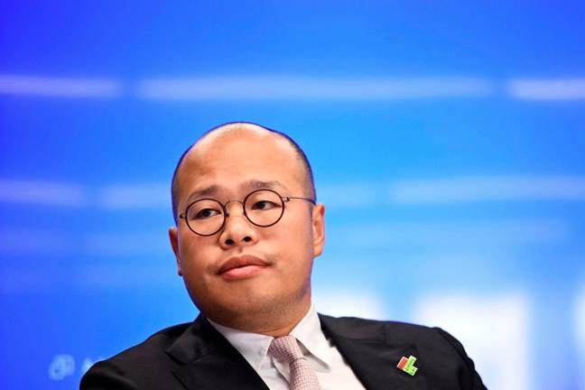 Sebastien Lai, the son of Hong Kong pro-democracy activist and publisher Jimmy Lai, speaks during a meeting with journalists in the office of Agence France-Presse in Washington, DC on September 8, 2025. - AFP