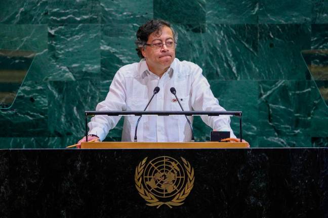 Colombian president Gustavo Petro speaks during the General Debate of the United Nations General Assembly at the UN headquarters in New York City on September 23, 2025. - AFP