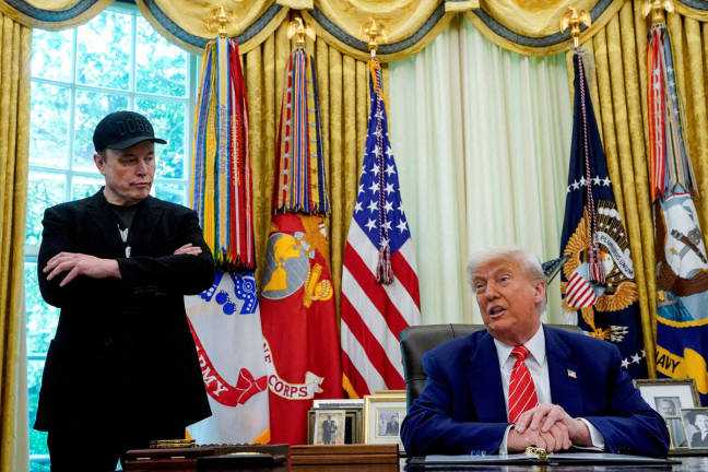 U.S. President Donald Trump and Elon Musk attend a press conference in the Oval Office of the White House in Washington, D.C., U.S., May 30, 2025. - REUTERSpix