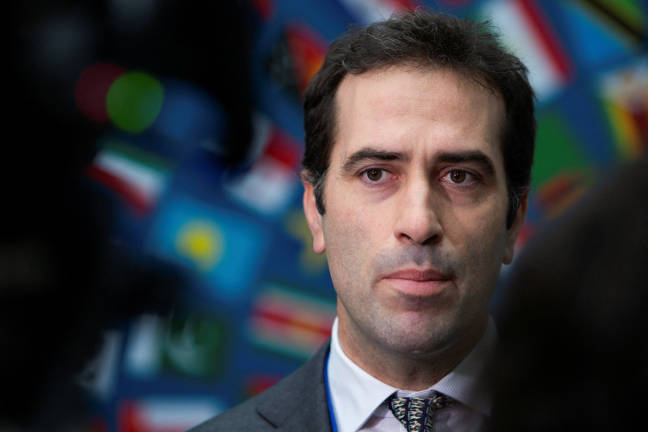Spanish Minister of Economy, Trade, and Enterprise Carlos Cuerpo participates in a media interview at the International Monetary Fund (IMF) and the World Bank Group 2024 Fall Meeting in Washington, U.S., October 23, 2024. - REUTERS