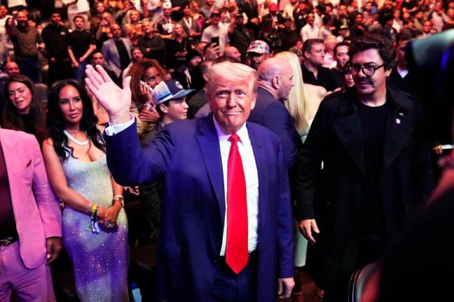US President Donald Trump attends a UFC 316 event, headlined by a rematch between Georgian mixed martial artist Merab Dvalishvili and US mixed martial artist Sean O’Malley at the Prudential Center in Newark, New Jersey on June 7, 2025. (AFPpix