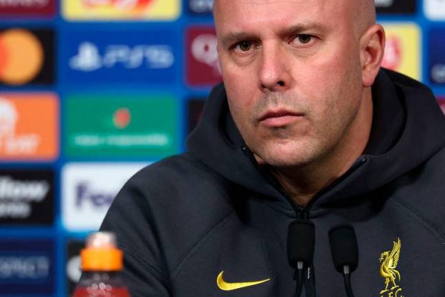 Liverpool’s Dutch coach Arne Slot addresses a press conference at the Parc des Princes Stadium in Paris. AFP pix