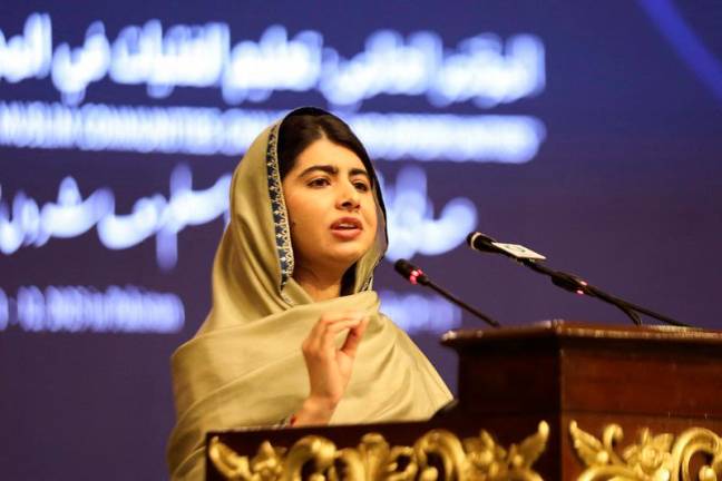 Nobel laureate Malala Yousafzai speaks during the “Girls’ Education in Muslim Communities: Challenges and Opportunities” summit in Islamabad, Pakistan January 12, 2025. - REUTERS/Salahuddin