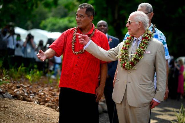 King Charles III formally opens The King's Garden in the grounds of the Robert Louis Stevenson Museum to commemorate His Majesty's visit to Samoa. The Museum and its grounds are part of the surrounding Vailima Botanical Garden, in Apia, Samoa, October 25, 2024. - Victoria Jones/Pool via REUTERS