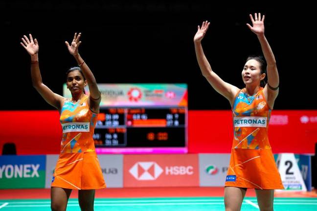 Malaysia’s top women’s doubles pair, Pearly Tan- M. Thinaah. - BERNAMApix