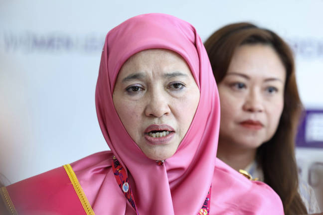 President of the ASEAN 2025 Women’s Economic Forum (WEF), Datin Dr Hartini Osman, speaks during a press conference after the Closing Ceremony of the ASEAN 2025 WEF at Dewan Perdana, Ministry of Investment, Trade and Industry (MITI) today. - BERNAMA