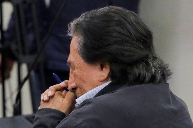 Peru’s former President Alejandro Toledo reacts after hearing his sentence and being convicted of taking bribes from Brazilian company Odebrecht, in Lima, Peru, October 21, 2024. REUTERSPIX