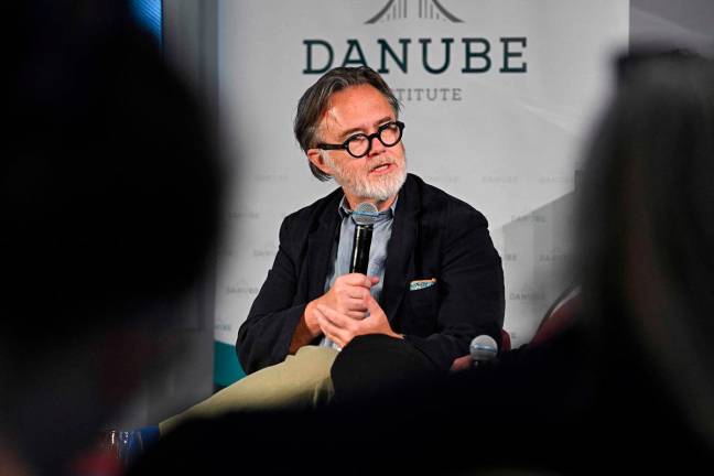 US-Hungarian commentator and writer Rod Dreher, director of the Network Project at the Danube Institute and author of ‘Live Not By Lies’, attends a discussion with the title ‘US - Hungarian Relations in Trump’s Second Term: Prospects and Promises’ organised by the Danube Institute in Budapest on July 3, 2025. - AFP