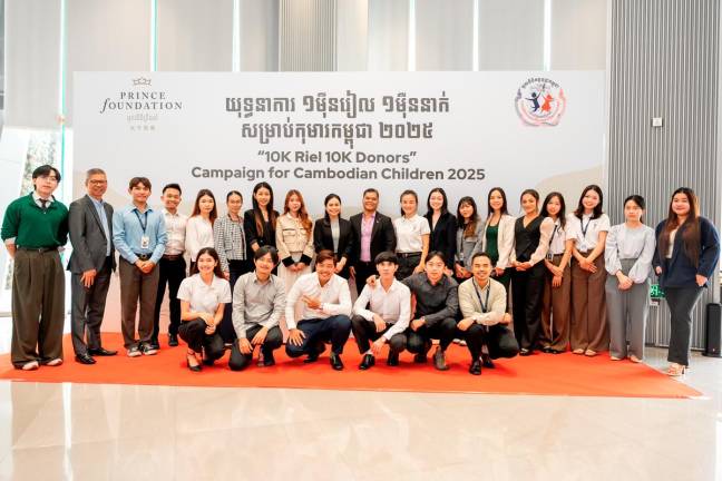 Prince Group team members gathered for an internal fund-raising event in support of the “10K Riel, 10K Donors” campaign, contributing to the 2025 Cambodian Children’s Fund initiative.