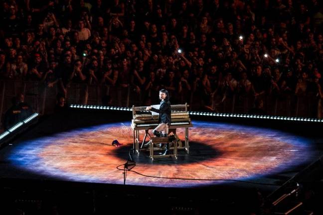 US pop star Lady Gaga performs during her concert at Copacabana beach in Rio de Janeiro, Brazil on May 3, 2025. - Daniel RAMALHO / AFP