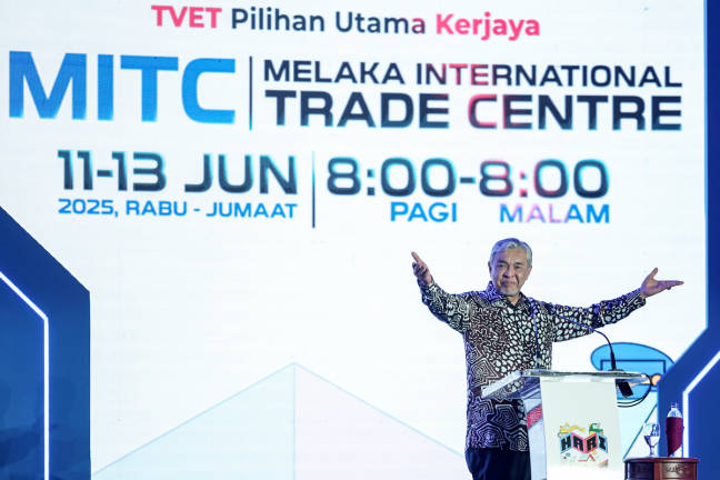Deputy Prime Minister Datuk Seri Dr Ahmad Zahid Hamidi at the opening of the National Technical and Vocational Education and Training (TVET) Day Celebration 2025 at the Melaka International Trade Centre (MITC) Ayer Keroh here today.