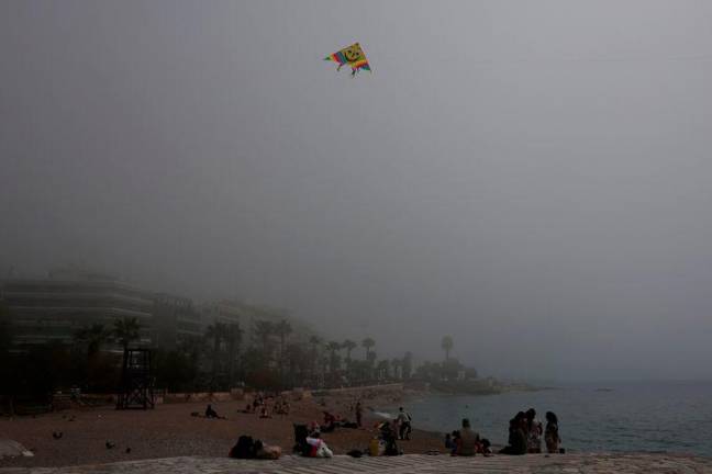 A kite flies amid fog at Palaio Faliro suburb in Athens, Greece, March 15, 2025. REUTERSpix