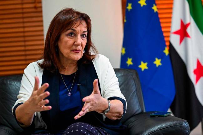 EU Commissioner for the Mediterranean Dubravka Suica speaks during an interview with Agence France-Presse (AFP)in Damascus on June 5, 2025. Suica said on June 5 that a 175 million euro package for war-torn Syria was a “clear message” of support for its reconstruction. Syria has been navigating a delicate transition since Islamist-led forces ousted longtime ruler Bashar al-Assad in December after nearly 14 years of civil war. - Louai Beshara / AFP