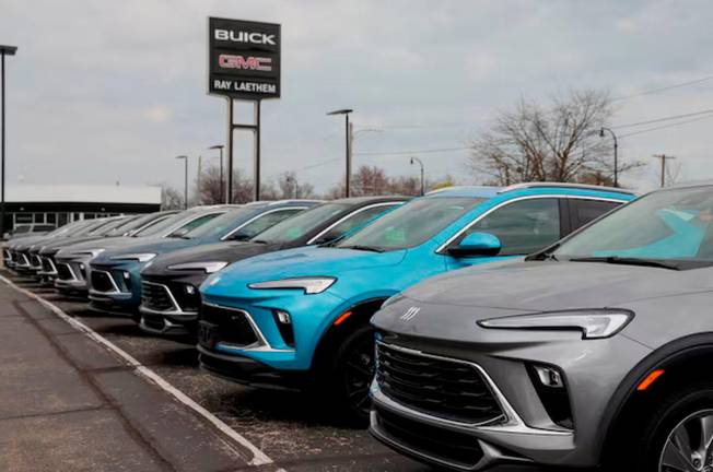 2025 Buick Encore GX SUV’s sit on the lot of a Buick GMC dealership in Detroit, Michigan, U.S., April 18, 2025. REUTERS/Rebecca Cook/File Photo