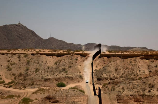 A U.S. Border Patrol vehicle patrols along the border wall, following the establishment of a 260-mile military zone along the southern U.S. border in New Mexico and Texas as part of the Trump administration’s crackdown on immigration, in Sunland Park, New Mexico, U.S., May 20, 2025. - REUTERS