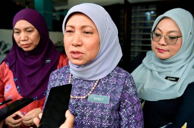 Menteri Kebajikan Pembangunan Wanita, Keluarga dan Masyarakat, Datuk Seri Nancy Shukri. - fotoBERNAMA
