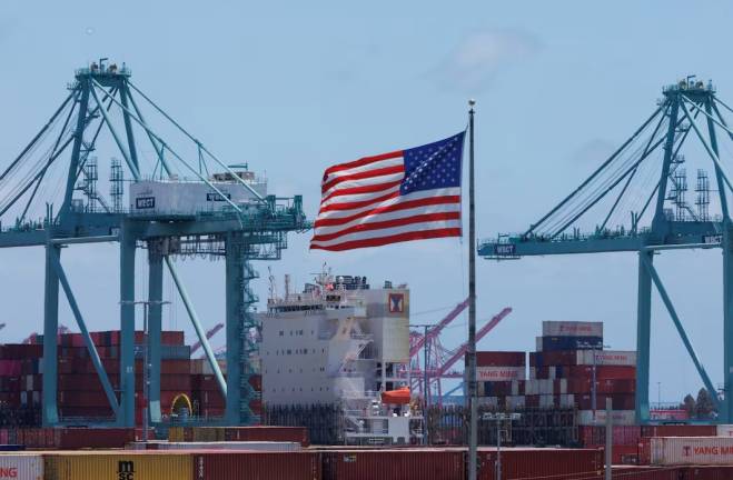 Cranes at the Port of Los Angeles are empty of cargo ships as shown with a drone at in San Pedro California, U.S., May 13, 2025. - REUTERSpix