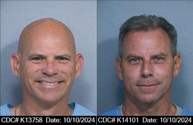 (FILES) (COMBO) This combination of pictures courtesy of California Department of Corrections and Rehabilitation (CDCR) created on April 14, 2025 shows Lyle Menendez (L) and Erik Menendez (R) mugshots from October 10, 2024. Lyle and Erik Menendez were resentenced May 13, 2025, for the murder of their parents in 1989, with a term that now opens the possibility of parole. A judge in Los Angeles said the men's term should be changed to one of 50 years to life, reducing their original sentence of life without the possibility of parole. - AFP PHOTO / HANDOUT / California Department of Corrections and Rehabilitation