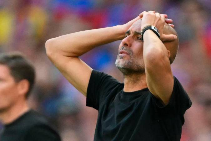 Pep Guardiola’s gestures on the touchline during the English FA Cup final football match between Crystal Palace and Manchester City at Wembley stadium - AFPpix