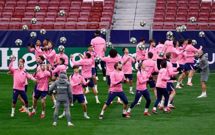 A view of Atletico Madrid players during the training in Spain. REUTERSpix