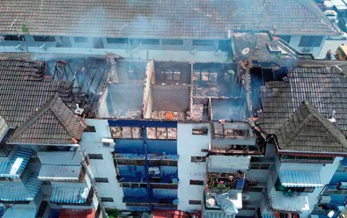 The Taman Pinggiran apartment block affected by the fire - Pic courtesy of Selangor Fire and Rescue Department