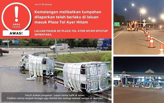 Kredit - PLUS Malaysia / Facebook via BERNAMA