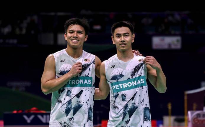 National men’s doubles pair, Goh Sze Fei and Nur Izzuddin Mohd Rumsani. - BERNAMApix